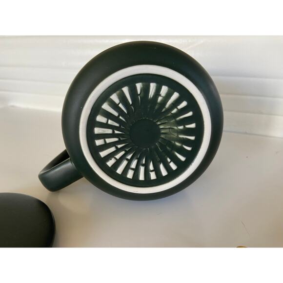 NEW Green Tease Smart Heated Covered Mug Tea Warming Set w/ Gold Spoon Gift - Picture 6 of 8